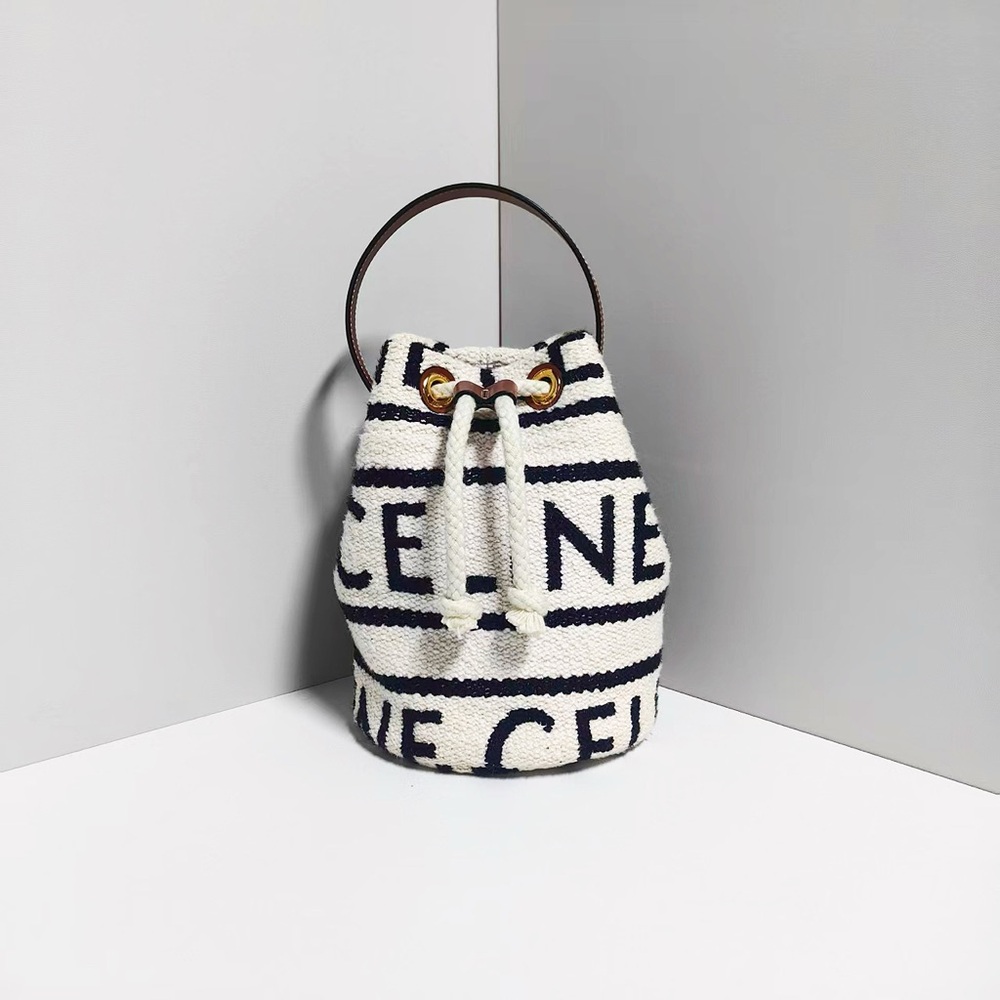 Celine Striped Knit Bucket Bag